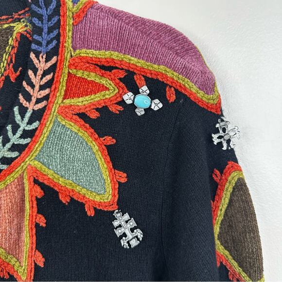 Double D Ranch Lambswool Duster Sweater Womens Large Black Southwestern Sweater - Picture 8 of 10